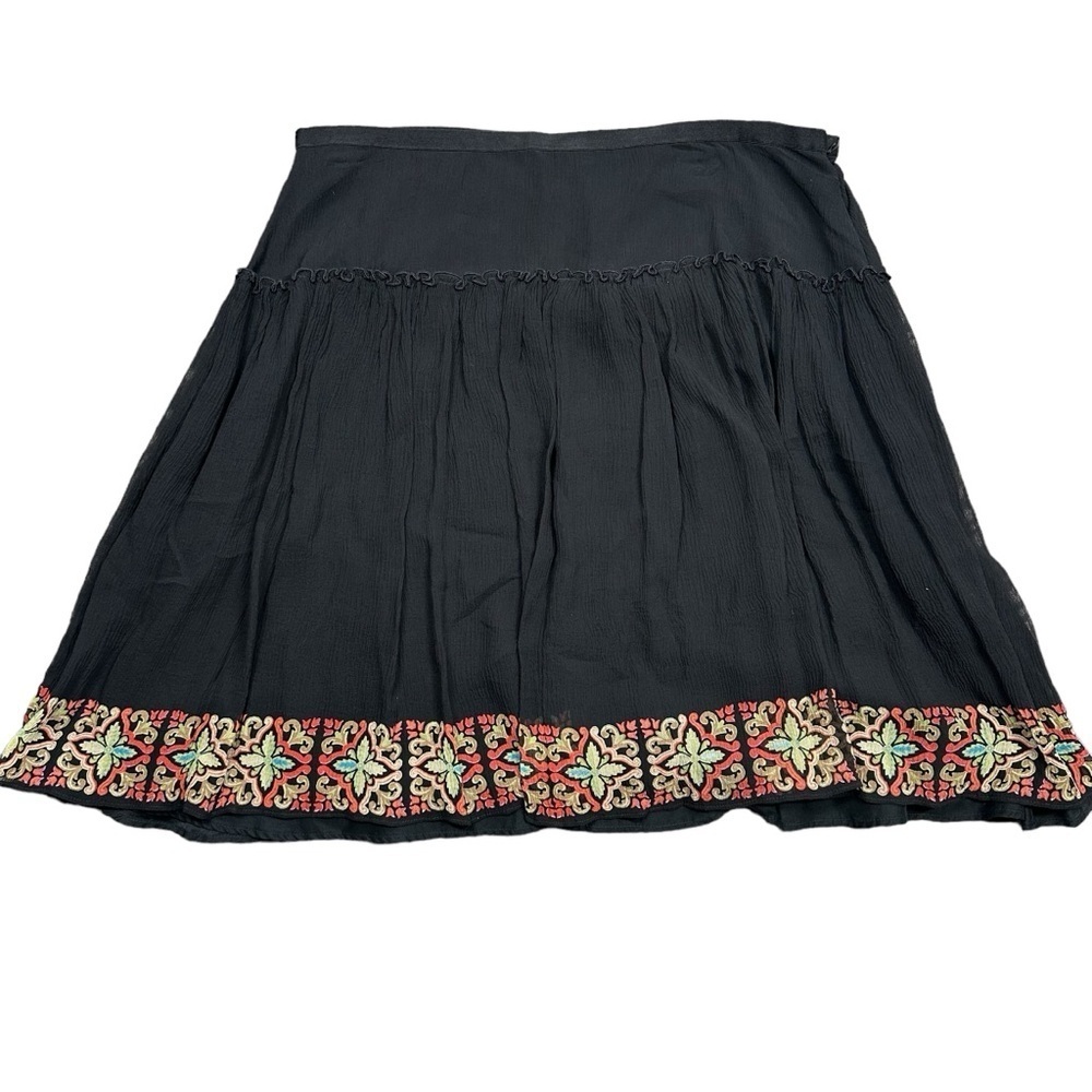 Tommy Bahama Tiered Silk Skirt Black and Multicolored Pattern Size Large (16)